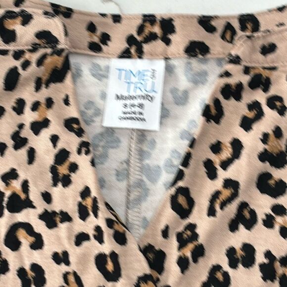 Time and Tru | Leopard Print Twist Tie Women’s Maternity Shirt Shirt High low - Picture 3 of 7